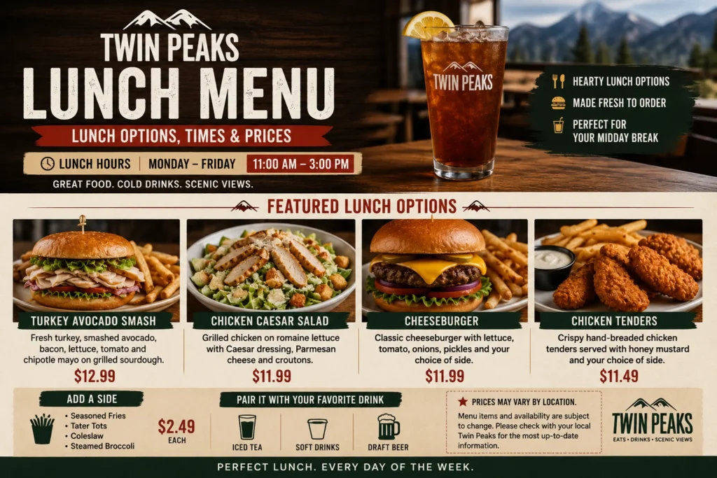 Twin Peaks Lunch Menu
